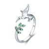 Hummingbird Greeting Opening Female Sterling Silver Ring