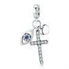 S925 Sterling Silver Pendant Cross Demon Eye DIY Bracelet Charm