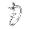 Flying Butterfly S925 Female Sterling Silver Zircon Ring
