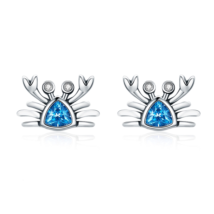 Little Crab S925 Sterling Silver Earrings with Gemstone Heart-shaped Earrings