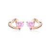 Sterling Silver Earrings Heart-shaped Rose Gold-plated Zircon Earrings