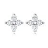 Sterling Silver Zircon Earrings Flower Earrings Girl Jewelry