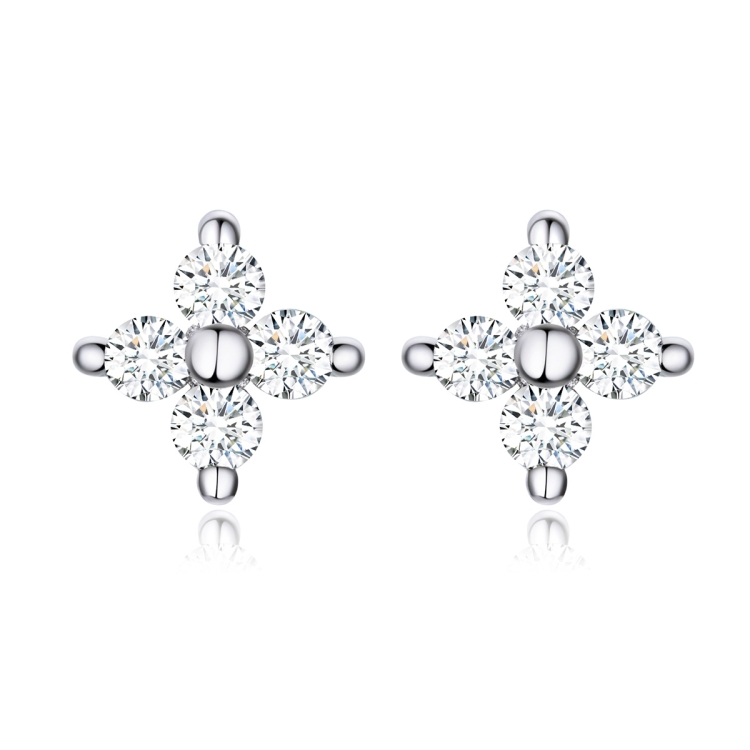 Sterling Silver Zircon Earrings Flower Earrings Girl Jewelry
