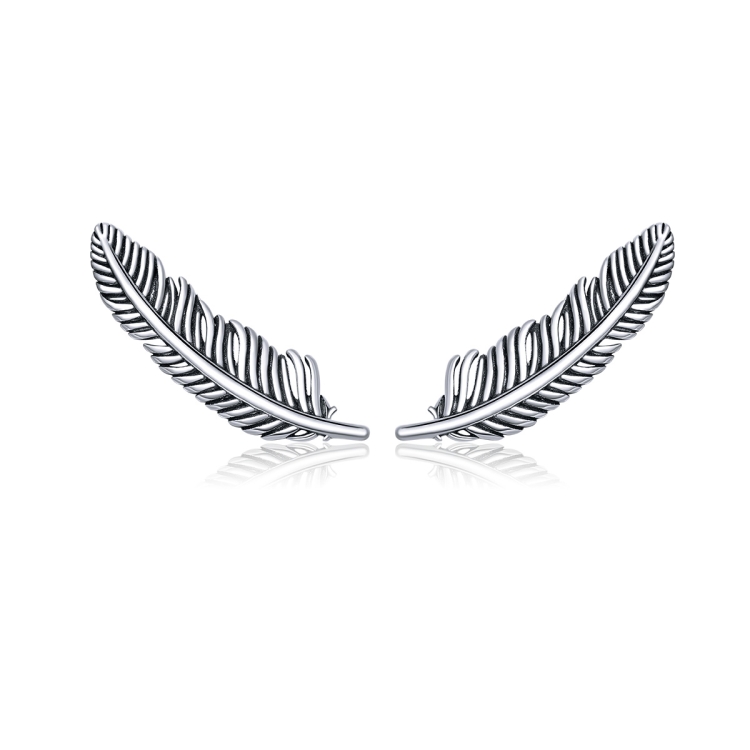 Retro Feather Earrings Sterling Silver Girls Earrings