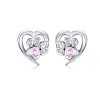 Pet Paw Print Earrings Platinum-plated Love Heart-shaped Girls Earrings