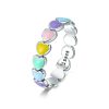 S925 Sterling Silver Heart-shaped Rainbow Ring Female Ring Valentines Day Gift