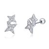 Sterling Silver Bright Star Style Diamond Earrings Female Earrings