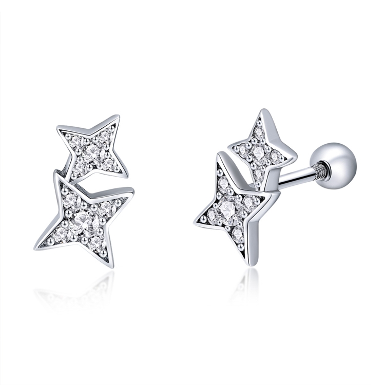 Sterling Silver Bright Star Style Diamond Earrings Female Earrings