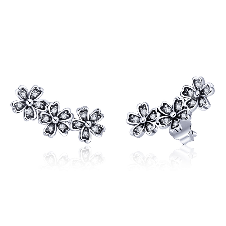 Flowers Zircon Earrings Sterling Silver Female Earrings Simple Earrings