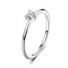 S925 Sterling Silver Ring Platinum Plated Heart Clear Ring