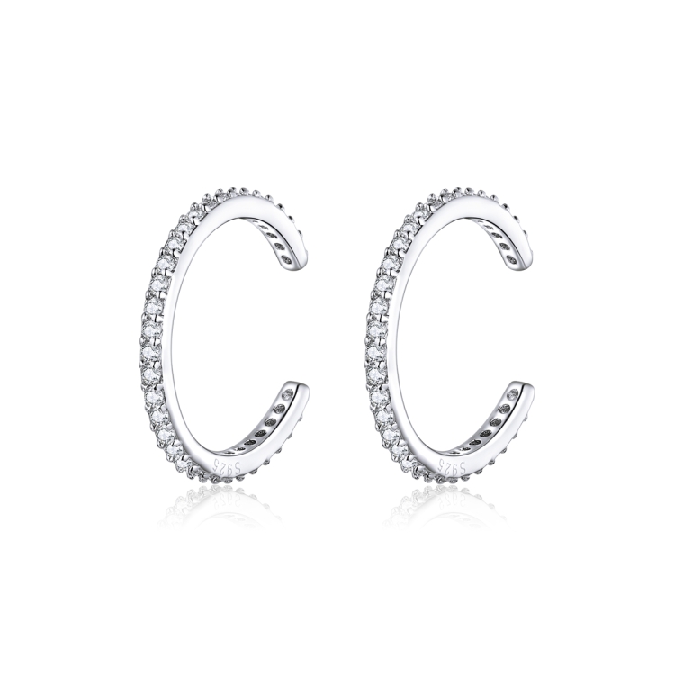 Sterling Silver Ear Bone Clip Simple Zircon Earrings