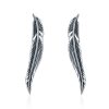 Sterling Silver Retro Style Female Earrings Simple Feather Earrings