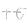Cross Earrings Sterling Silver S925 Zircon Earrings