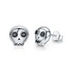 Skull Shape S925 Sterling Silver Stud Earrings Zircon Earrings