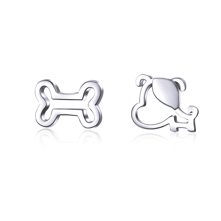 Sterling Silver Hollow Dog Bone Earrings Simple Jewelry