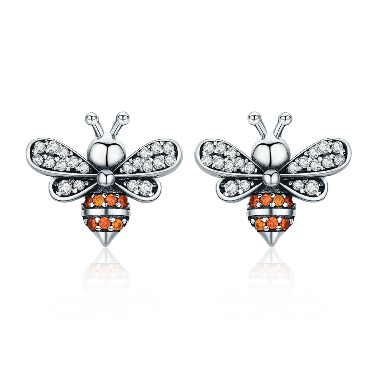 S925 Sterling Silver Earrings Bee Inlaid Female Earrings
