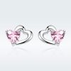 Heart-shaped S925 Sterling Silver Earrings with Gemstones