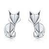 S925 Animal Earrings Jewelry Origami Fox Sterling Silver Girls Earrings