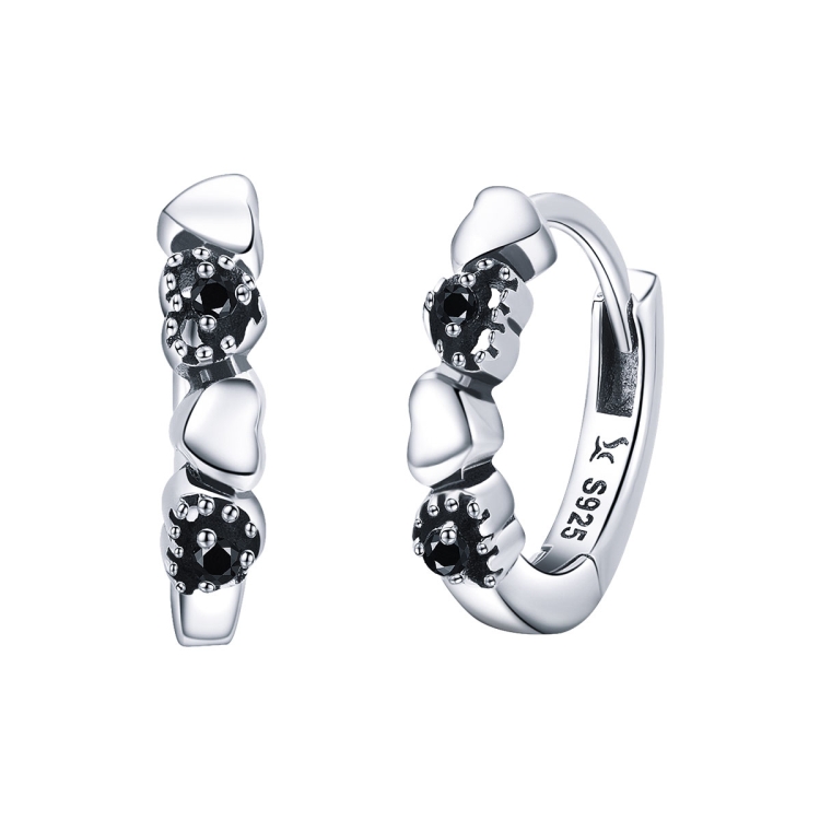 S925 Sterling Silver Earrings Heart-shaped Inlaid Zircon Earrings