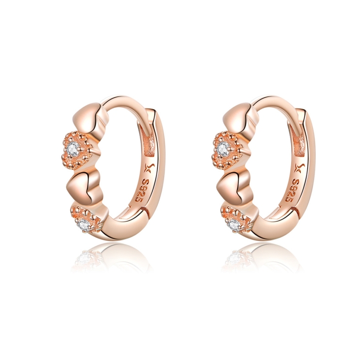 Sterling Silver Love Earrings Heart-shaped Rose Gold Plated Earrings S925 Female Earrings