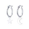 Sterling Silver Earrings S925 Star and Moon Earrings Simple Earrings