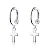 Cross Earrings S925 Sterling Silver Platinum-plated Earrings Men Women Simple Earrings