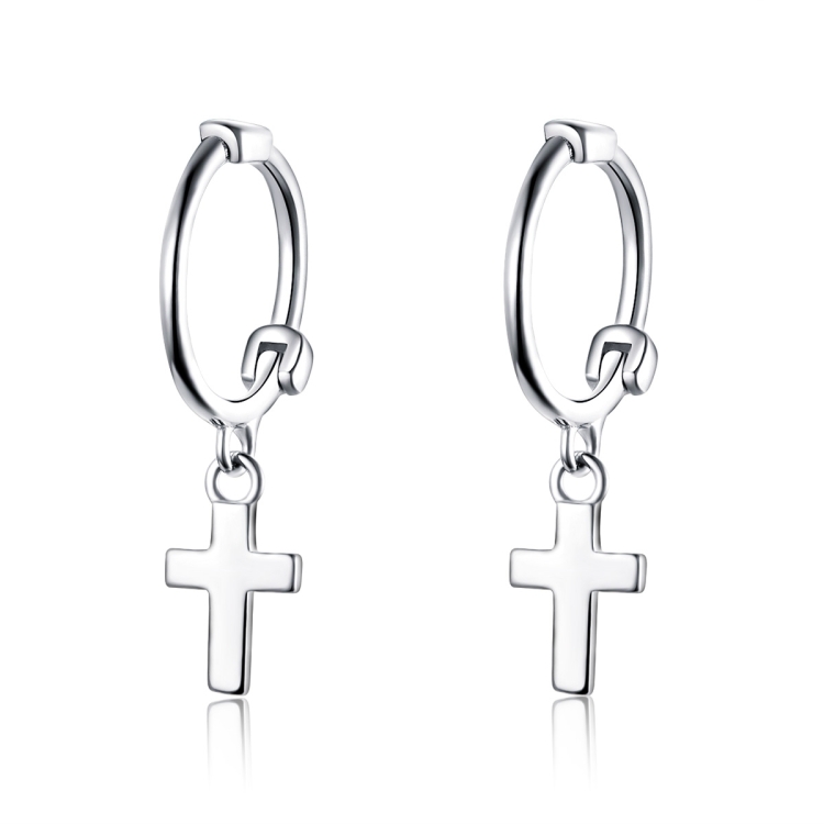 Cross Earrings S925 Sterling Silver Platinum-plated Earrings Men Women Simple Earrings