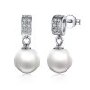 Shell Bead Earrings S925 Sterling Silver Stud Earrings Inlaid Silver Jewelry
