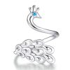 S925 Sterling Silver Peacock White Gold Plated Open Ring