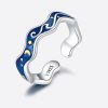 S925 Sterling Silver Ring Blue Starry Sky Plating Gold Open Ring