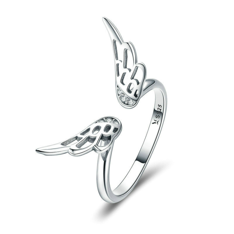 S925 Sterling Silver Fairy Wing Ring Girls Open Ring