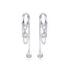 Sterling Silver Earrings Zircon Tassel Long Earrings S925 Girl Earrings jewelry