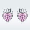 Heart-shaped S925 Sterling Silver Earrings with Gemstones