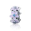 Purple Flower Sterling Silver Bracelet Accessories S925 Diamond Loose Beads