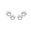 Pet Footprint Sterling Silver Stud Earrings Simple Platinum Plated Earrings