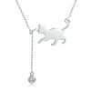 Naughty Kitten S925 Sterling Silver With Zircon Necklace