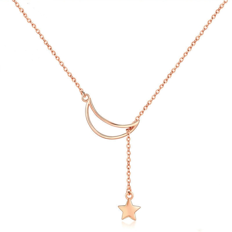 Star Moon S925 Sterling Silver Rose Gold Plated Necklace