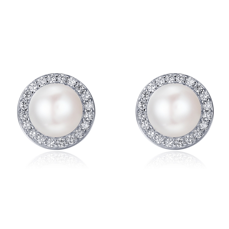 Simple Pearl Diamond Ladies Temperament Earrings S925 Sterling Silver Earrings