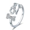 S925 Sterling Silver Ring Dog Companion Inlaid Zircon Ring