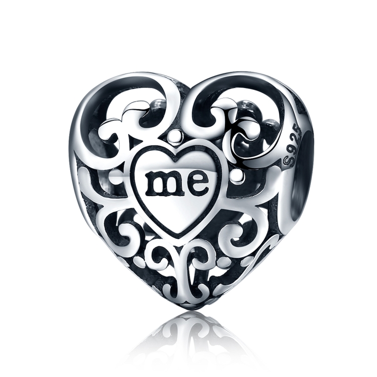 Heart-shaped Hollow Real Me S925 Sterling Silver Beads