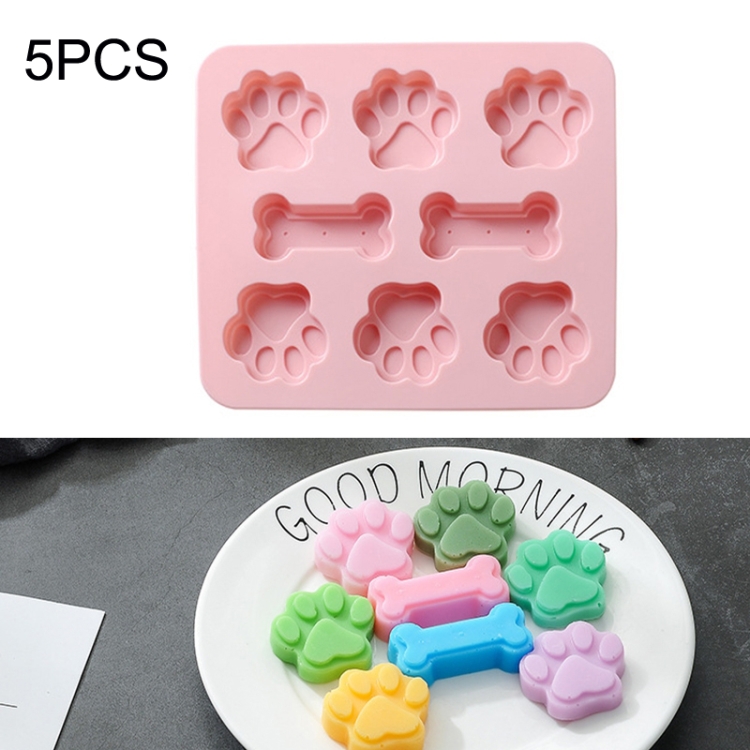 5 PCS Cartoon Cat Claw Bone Shape Cake Chocolate Silicone Mold Microwave Baking Ice Tray Mold Pudding Jelly Mold