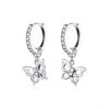 Butterfly S925 Sterling Silver Earrings Hollow Zircon Earrings