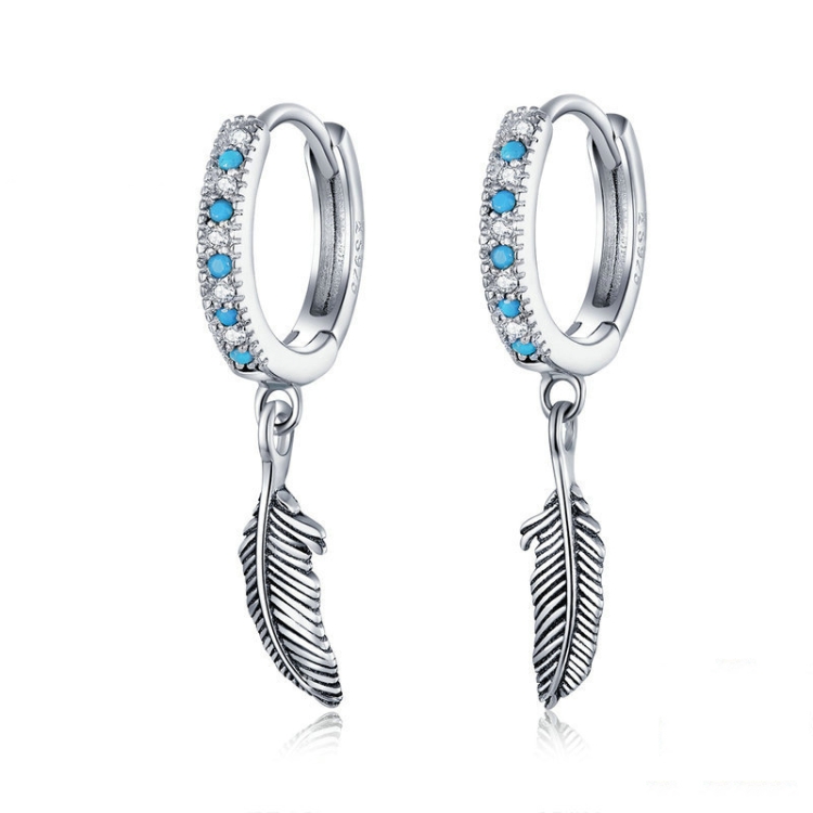 S925 Sterling Silver Feather Earrings