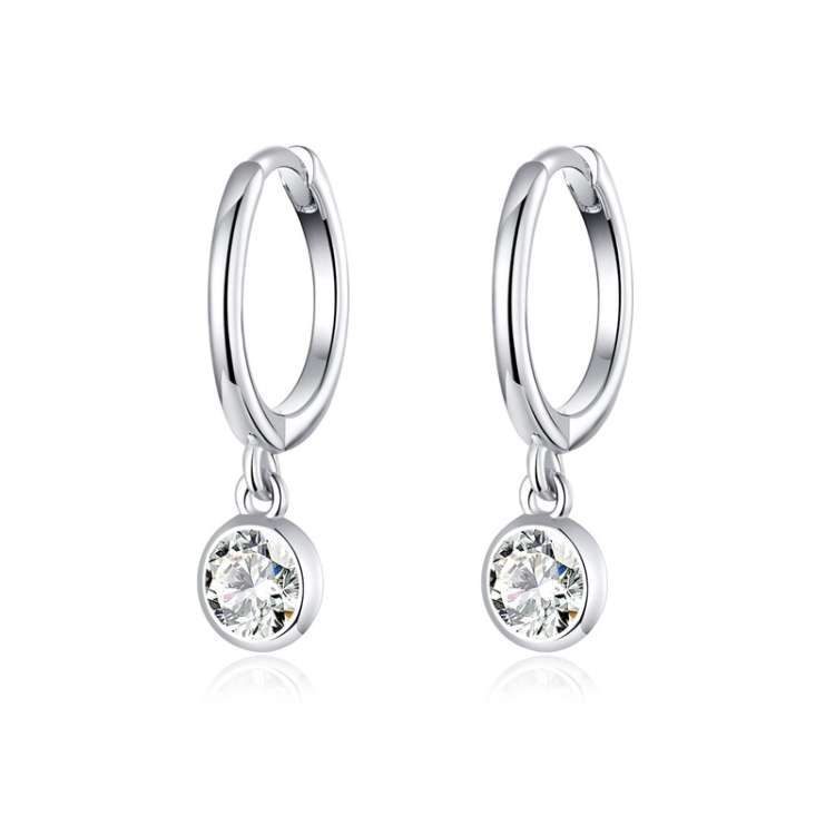 S925 Sterling Silver Platinum-plated Earrings Temperament Zircon Earrings