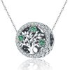 S925 Sterling Silver Tree Of Life Bead Accessories Diamond Pendant Accessories