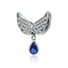 S925 Sterling Silver Blue Wings Drop Shaped Loose Beads DIY Bracelet Accessories