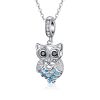 S925 Sterling Silver Blue Zircon Movable Owl Pendant DIY Bracelet Accessories