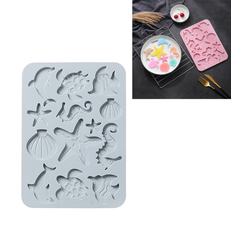 4 PCS Marine Life Three-dimensional Silicone Ice Cream Mold High Temperature Resistant Multifunctional Baking Cake Chocolate Mold