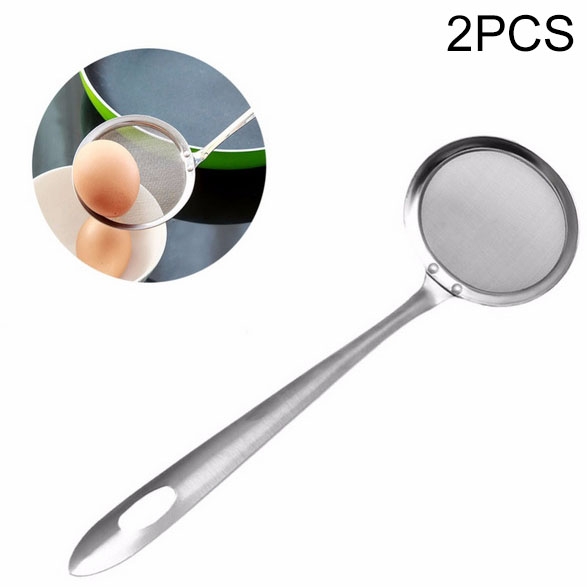 2 PCS Kitchen Stainless Steel Mesh Skimmer Vegetable Residue Oil Mesh Colander Strainer, Size: 19x7.3x6.2cm