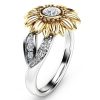 Fashion Female Cute Sunflower Crystal Rings for Women